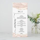 Menu Mariage Agate Blush & Gold Parties scintillant (Debout devant)