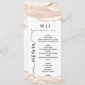 Menu Mariage Agate Blush & Gold Parties scintillant (Devant / Derrière)