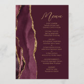 Menu Mariage Agate Bourgogne Or Script (Devant)