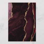 Menu Mariage Agate Bourgogne Or Script (Dos)