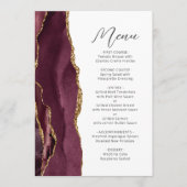 Menu Mariage Agate Bourgogne Or Script (Devant)