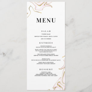 Menu Mariage Agate de marbre Rose et or