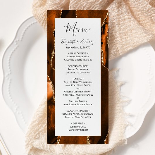 Menu Mariage Agate Or Jaune Brûlé