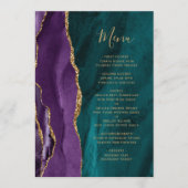 Menu Mariage Agate sarcelle Or Violet (Devant)
