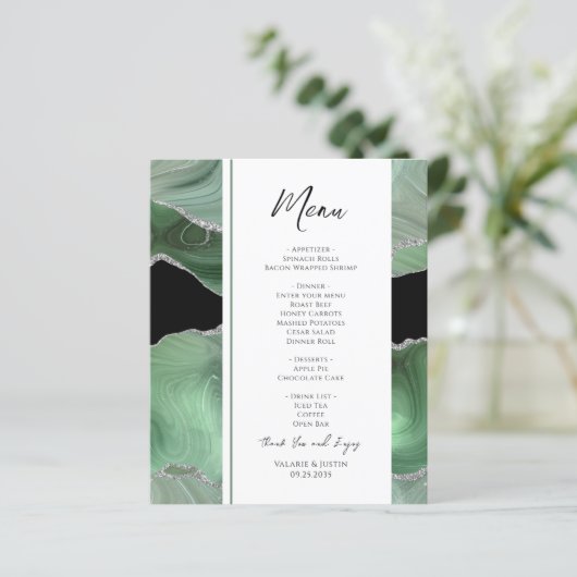 Menu Mariage Agate Vert Sage (Debout devant)