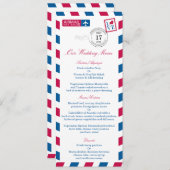 Menu Mariage Airmail Red Blue Stripes (Devant / Derrière)