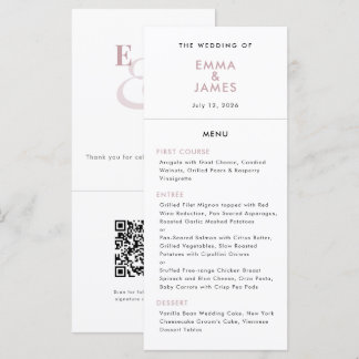 Menu Mariage Ampersand Mauve | Code QR | Élégant