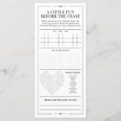 Menu Mariage amusant avec Jeu Mariage Journal (Dos)