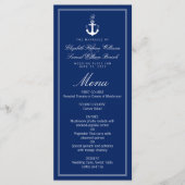 Menu Mariage Ancre Monogramme bleu foncé (Devant)