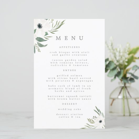 Menu Mariage Anemones Sage & Dusty Eucalyptus (Debout devant)