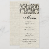Menu Mariage Antique Dentelle Lin Blanc Classique Joli (Devant / Derrière)