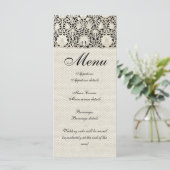 Menu Mariage Antique Dentelle Lin Blanc Classique Joli (Debout devant)
