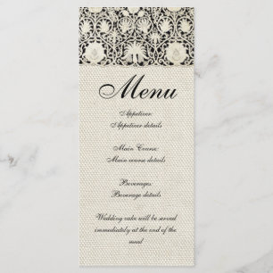 Menu Mariage Antique Dentelle Lin Blanc Classique Joli