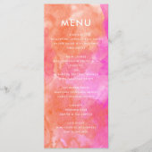 Menu Mariage Aquarelle Abstrait Rose et Orange Gras (Devant)