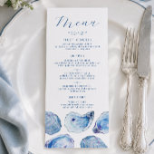 Menu Mariage Aquarelle Bleu Huître