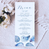 Menu Mariage Aquarelle Bleu Huître