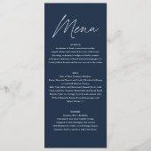 Menu Mariage aquarelle botanique floral bleu marine (Devant)