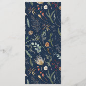 Menu Mariage aquarelle botanique floral bleu marine (Dos)
