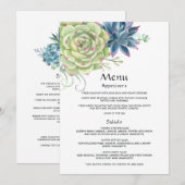 Menu Mariage aquarelle cactus succulents désertiques (Devant / Derrière)
