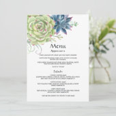 Menu Mariage aquarelle cactus succulents désertiques (Debout devant)