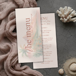 Menu Mariage aquarelle de plage de l'île du coucher de