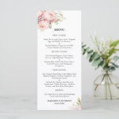 Menu Mariage Aquarelle Élégant de Peony Rose (Debout devant)