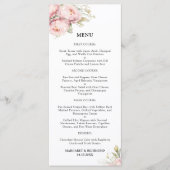 Menu Mariage Aquarelle Élégant de Peony Rose (Devant)