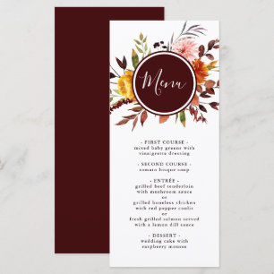 Menu Mariage aquarelle Jardin d'Automne Bourgogne 
