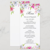Menu Mariage Aquarelle Lilies (Devant / Derrière)