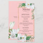 Menu Mariage Aquarelle Magnolia Blush (Devant / Derrière)
