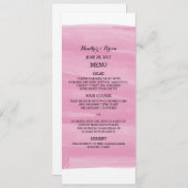 Menu Mariage Aquarelle rose (Devant / Derrière)