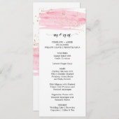 Menu Mariage Aquarelle Rose Blush & Gold Sparkt (Devant / Derrière)