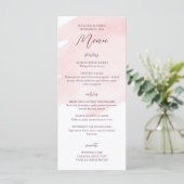 Menu Mariage Aquarelle rose pâle (Debout devant)