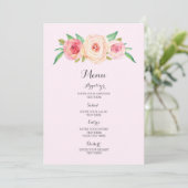 Menu Mariage Aquarelle rose pâle (Debout devant)