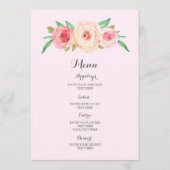Menu Mariage Aquarelle rose pâle (Devant)
