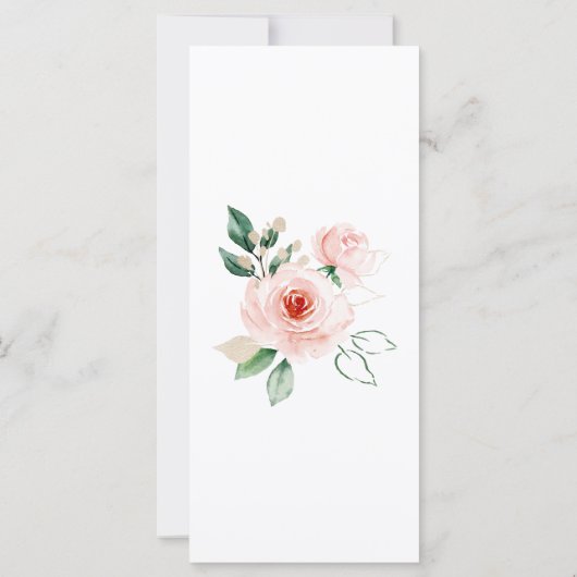 Menu Mariage Aquarelle Rose Rose (Dos)