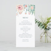 Menu Mariage aquarelle succulents. Cactus à fleurs rose (Debout devant)