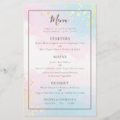 Menu Mariage Aquarelles Turquoises rose budget (Devant)