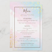 Menu Mariage Aquarelles Turquoises rose budget (Devant / Derrière)