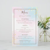 Menu Mariage Aquarelles Turquoises rose budget (Debout devant)