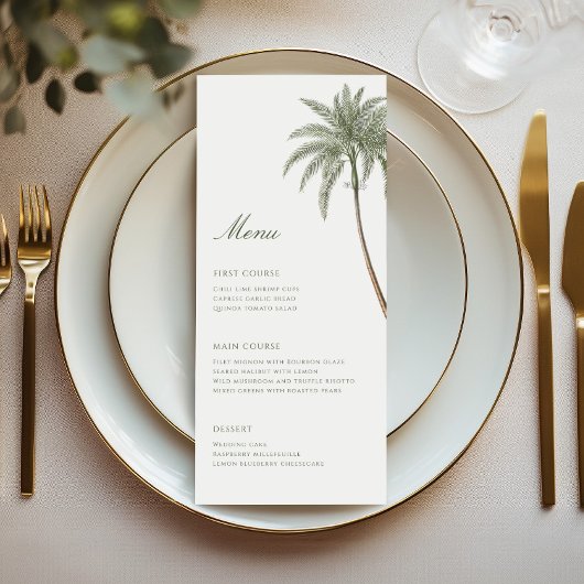 Menu Mariage Arbre Palmier Vintage