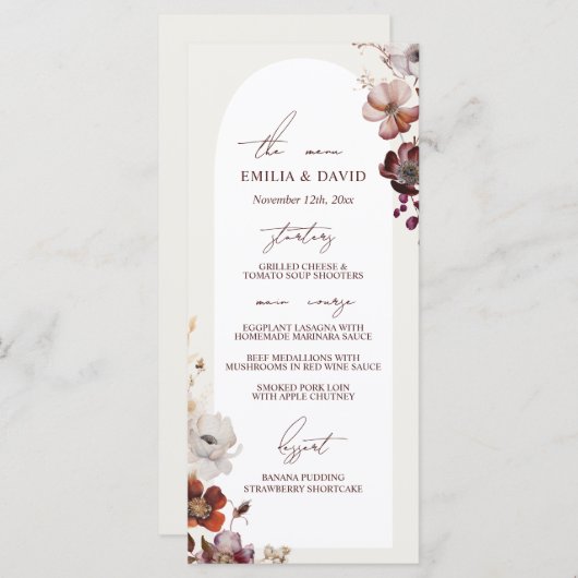 Menu Mariage Arc Anémonique Automne (Devant / Derrière)