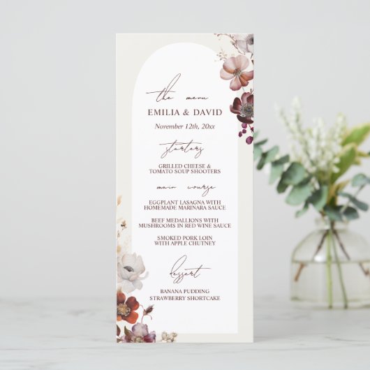 Menu Mariage Arc Anémonique Automne (Debout devant)