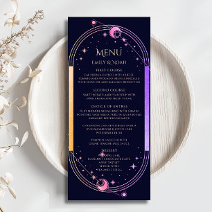 Menu Mariage Arc-en-Ciel Bleu Soleil Lune Étoiles Mysti