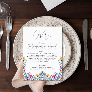 Menu Mariage arc-en-ciel de style vibrante fiesta mexic