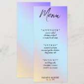Menu Mariage arc-en-ciel Pastel Diagonal Ombre (Devant / Derrière)
