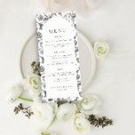 Menu Mariage Arc en toile florale noir et blanc<br><div class="desc">Elégant menu Mariage d'Arc de Toile Florale Noir & Blanc. Cliquez sur "customiser plus loin" pour ajuster la disposition.</div>