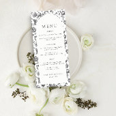 Menu Mariage Arc en toile florale noir et blanc