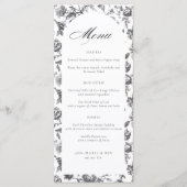 Menu Mariage Arche de Script Toile Noir & Blanc (Devant)