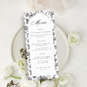 Menu Mariage Arche de Script Toile Noir & Blanc